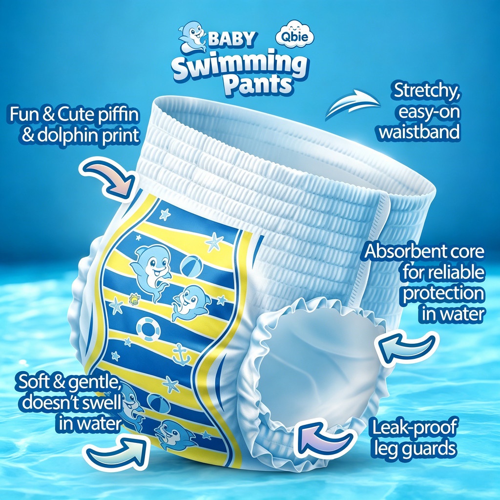 Qbie Baby Swimming Diapers - M size ( 5kg-10kg ) image