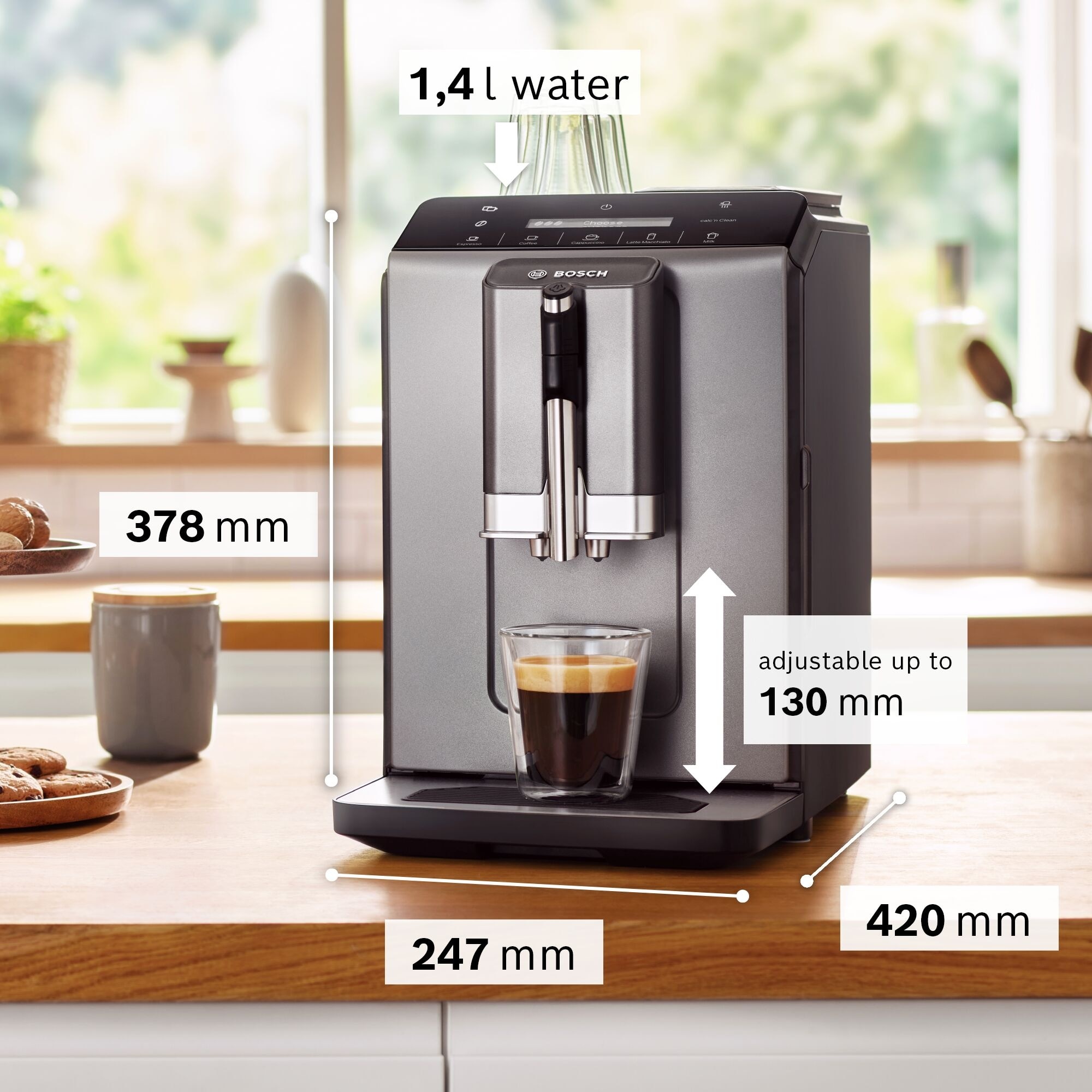 Bosch Series 2 Fully Automatic Coffee Machine VeroCafe Diamond Titanium Metallic - TIE20504