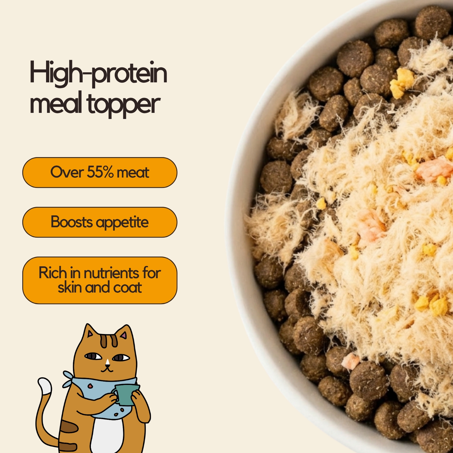 Freeze-Dried Toppers Chicken, Egg Yolk, and Krill Floss 40g