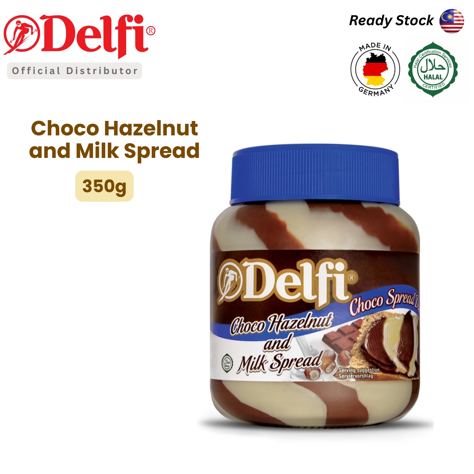 Delfi Hazeljoy Choco Spread Choco Hazelnut & Milk 350g image