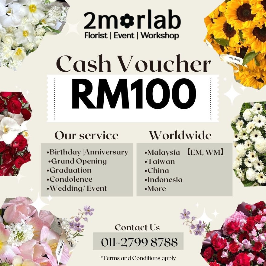 2MORLAB Floral Bouquets RM100 Cash Voucher