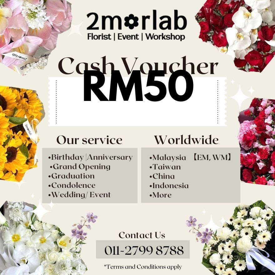2MORLAB Floral Bouquets RM50 Cash Voucher