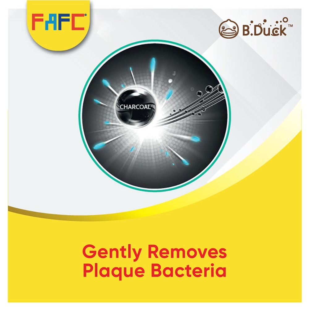 FAFC B.Duck Licensed Youth Toothbrush 4s - Compact Charcoal Ultra Soft Bristles, Gentle Gum Care for Teens & Young Adult