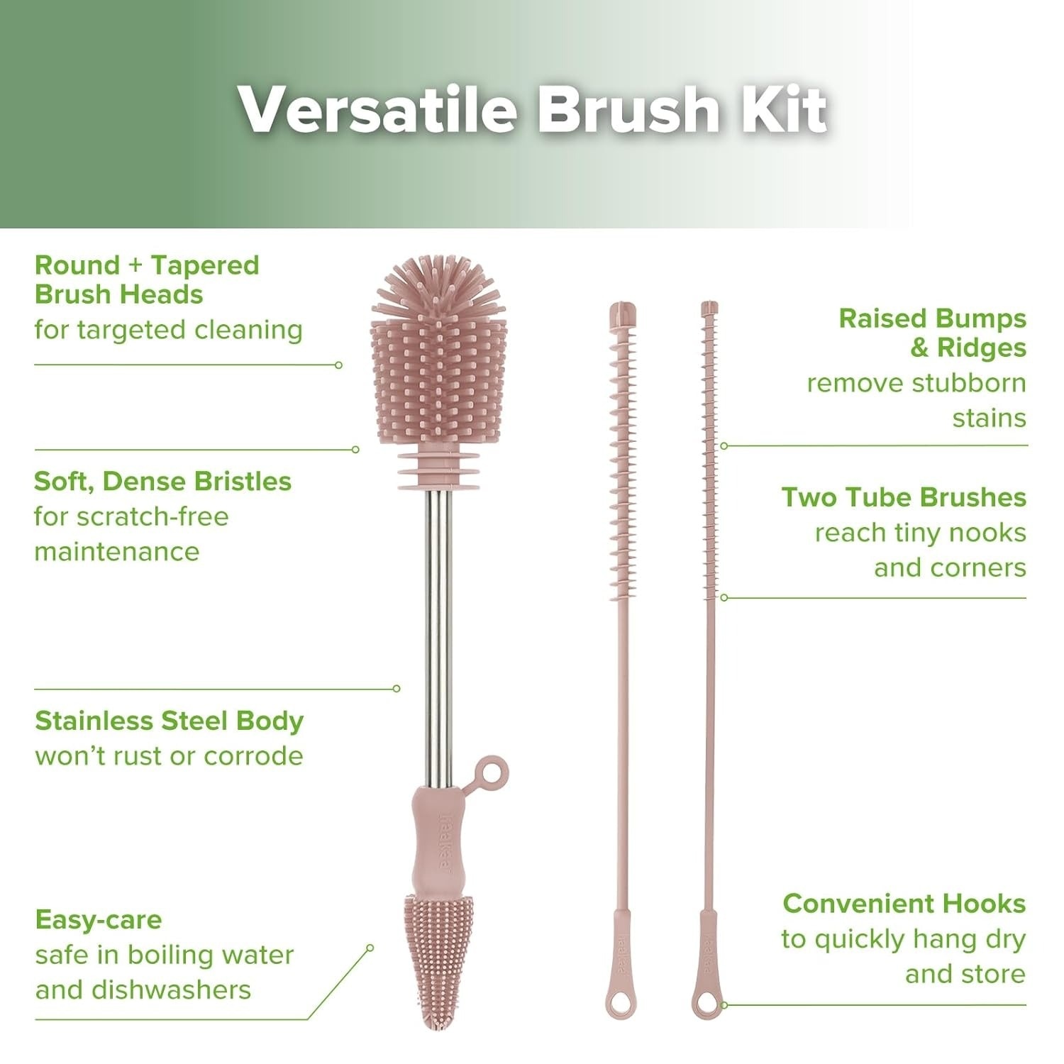 Haakaa Silicone Cleaning Brush Kit - Blush