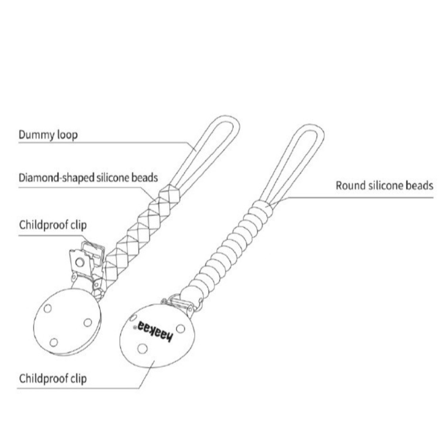 Haakaa Silicone Flexi Dummy Holder Pacifier Hanger Teether Holder Steel Clip - Round Mist Grey
