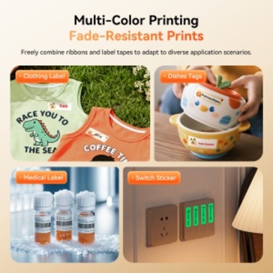 NIIMBOT N1 White Portable Bluetooth Support Color Ribbon Printing Mini Sticker Labeler Rechargeable Label Maker