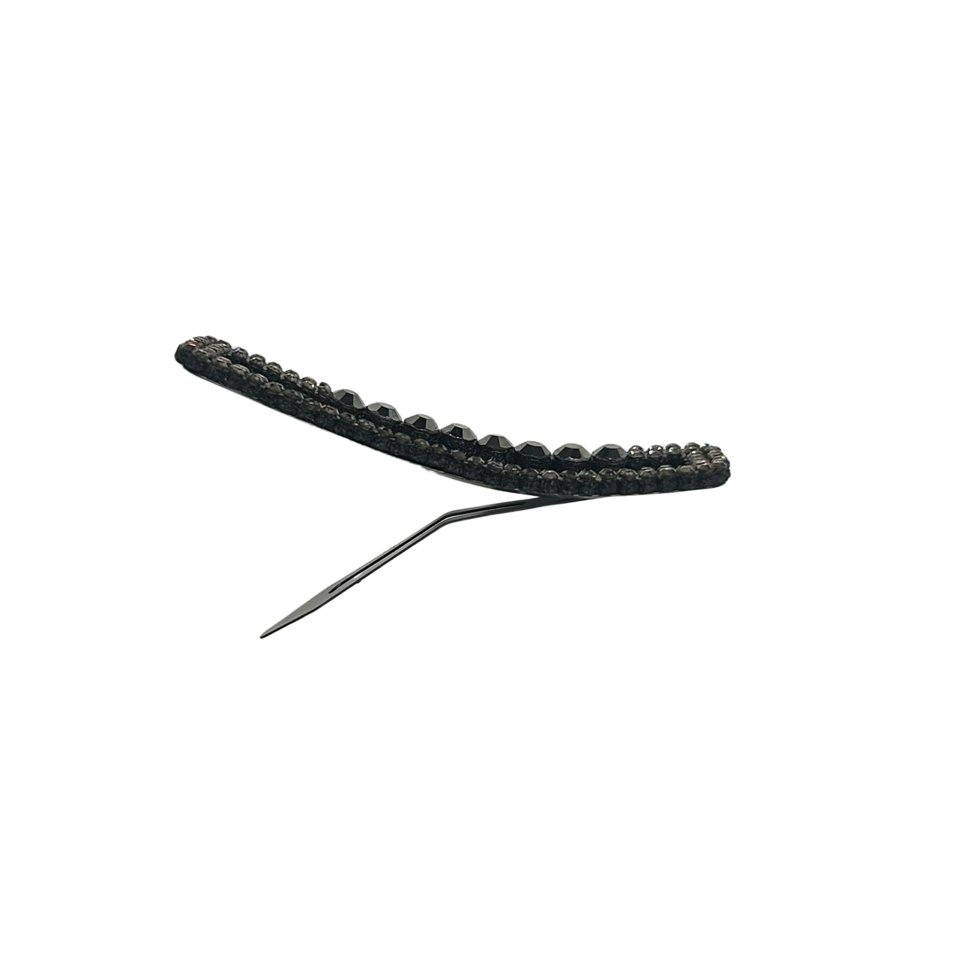 #0325 BLACK CRYSTAL BORDER SNAP HAIR CLIP 7CM image