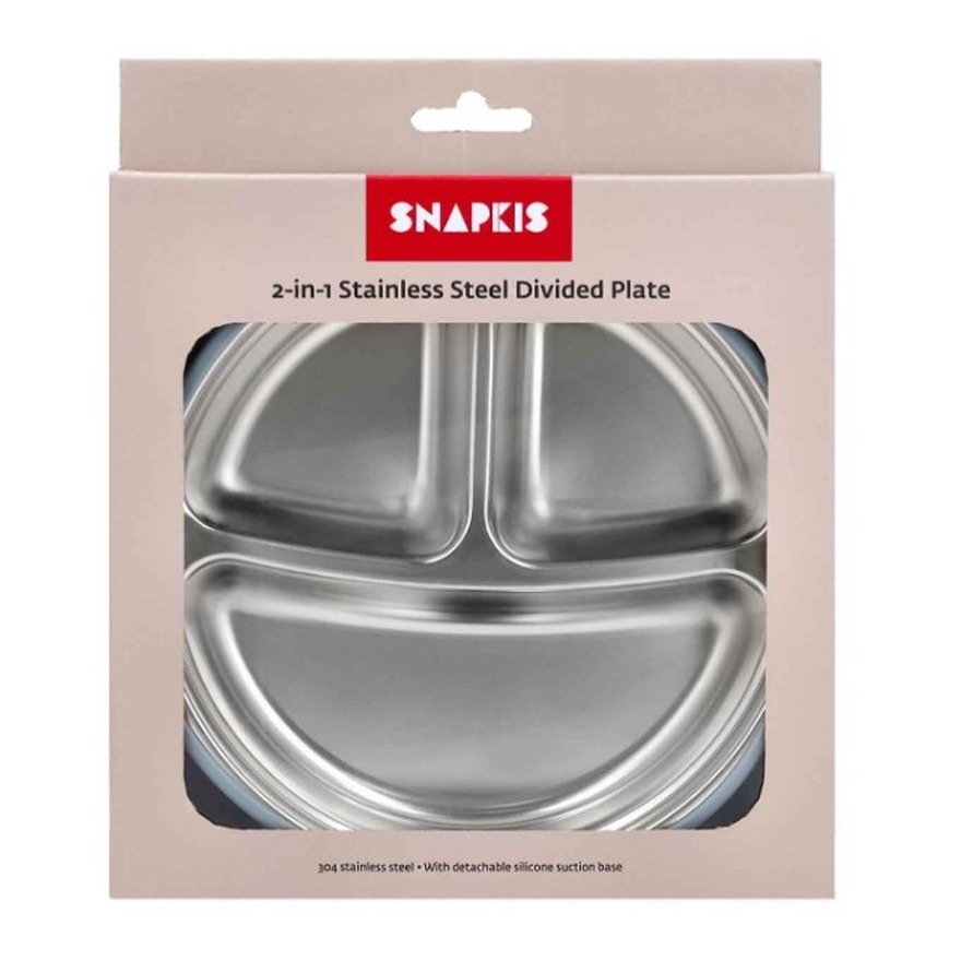 Snapkis 2 in 1 Stainless Steel Divided Plate Steel Blue image
