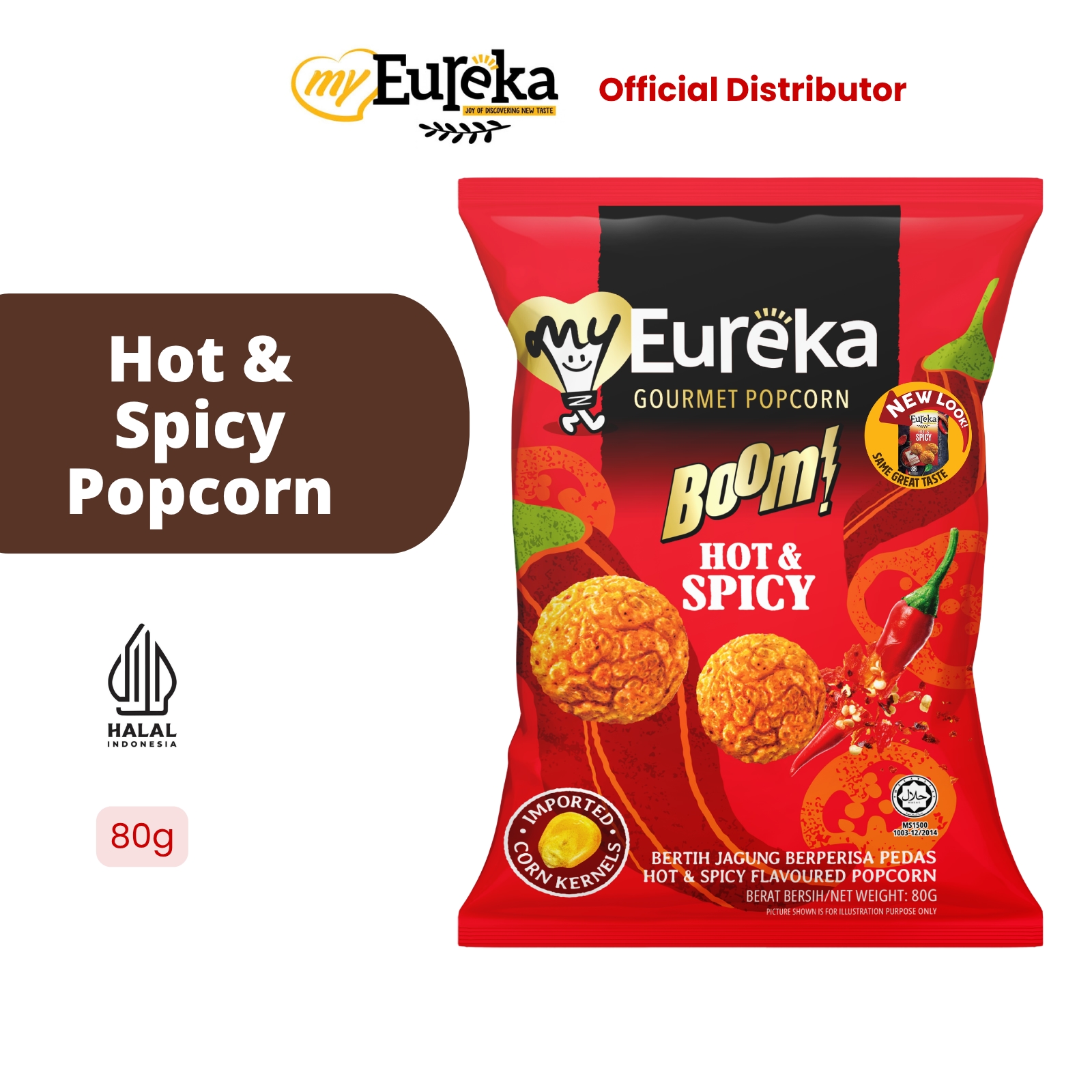 Eureka Popcorn Assorted Flavours Hot & Spicy Popcorn 80g image