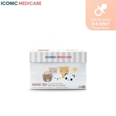 ICONIC Mini 3D 4PLY Kids Disposable Face Mask Beary Bear 20s'