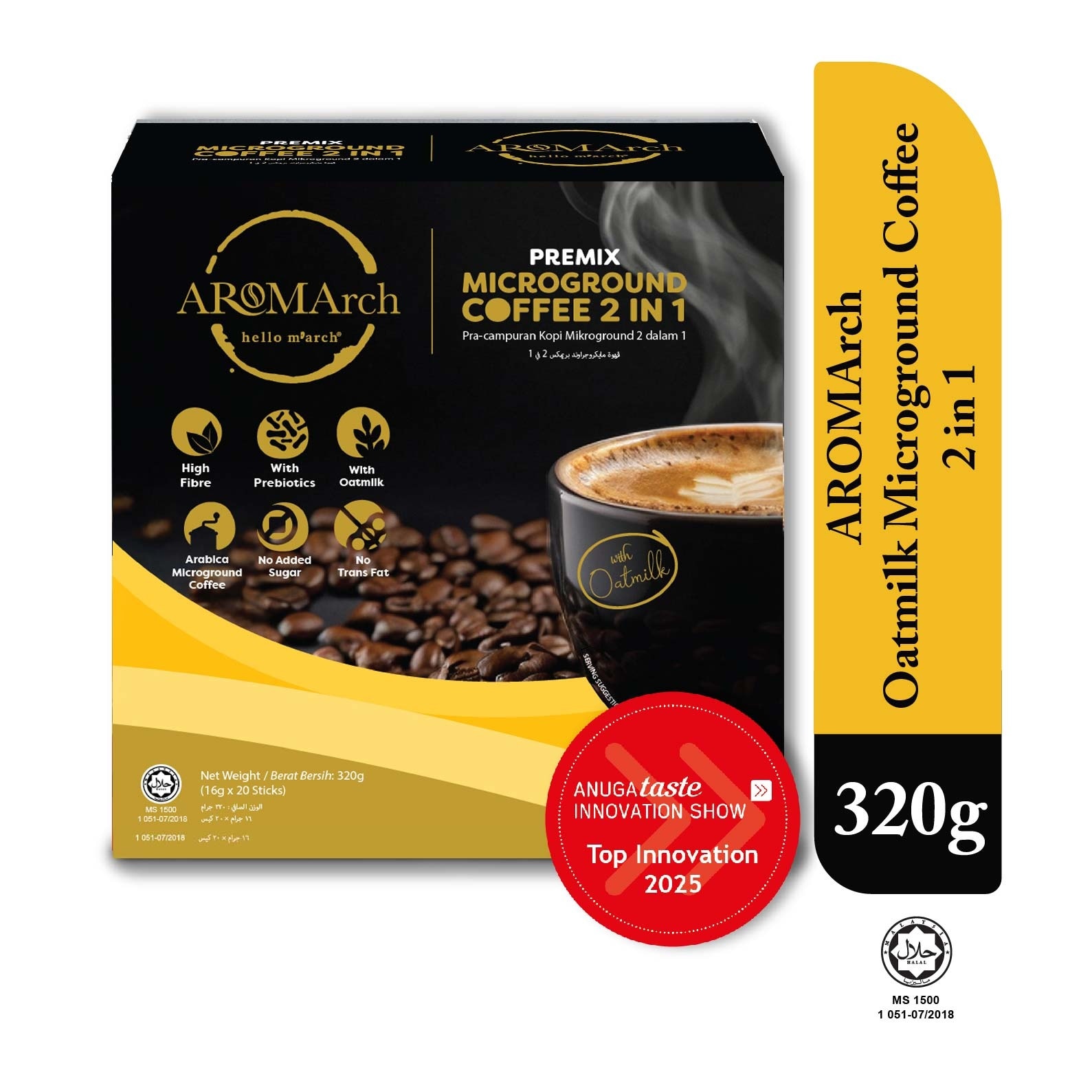 AROMArch Oatmilk Microground Coffee 2 in 1 20 sticks x 16g