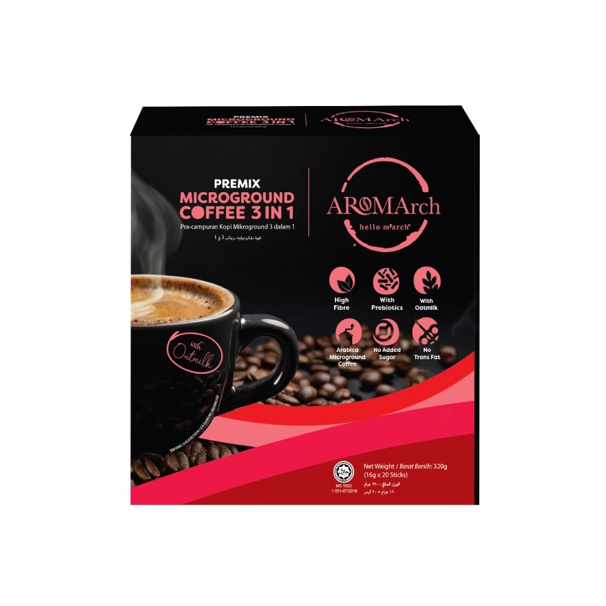 AROMArch Oatmilk Microground Coffee 3 in 1 20 sticks x 16g
