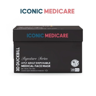 ICONIC [Adult] 3D Duckbill 4-Ply Black Medical Face Mask (20pcs)