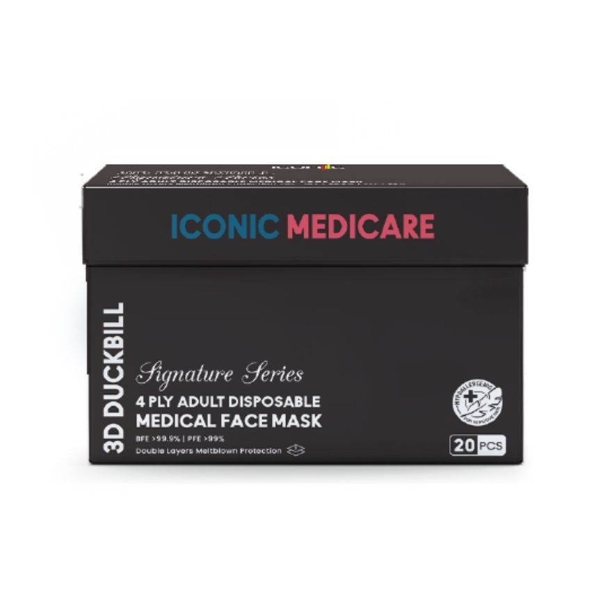 [Adult] 3D Duckbill 4-Ply Black Medical Face Mask (20pcs)