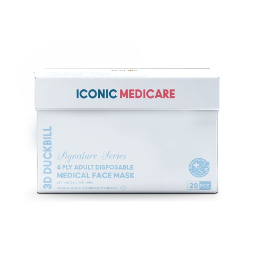 [Adult] 3D Duckbill 4-Ply Snow White Medical Face Mask (20pcs)