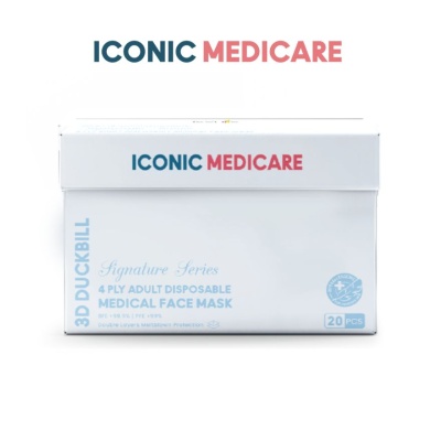 ICONIC - [Adult] 3D Duckbill 4-Ply Snow White Medical Face Mask (20pcs) image