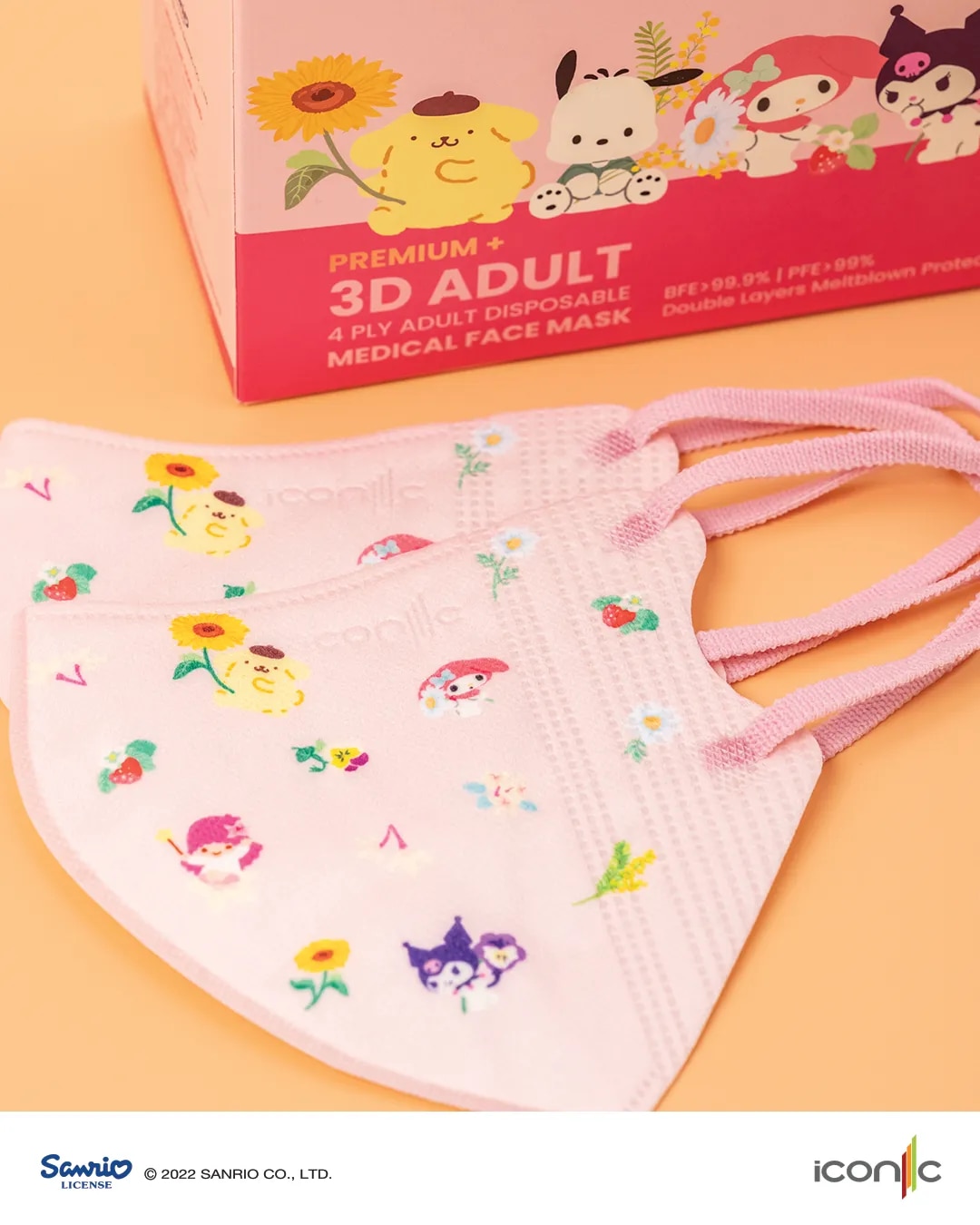 [Adult - Premium+] 3D Duckbill 4-Ply Sanrio Characters Medical Disposable Face Mask (20pcs)