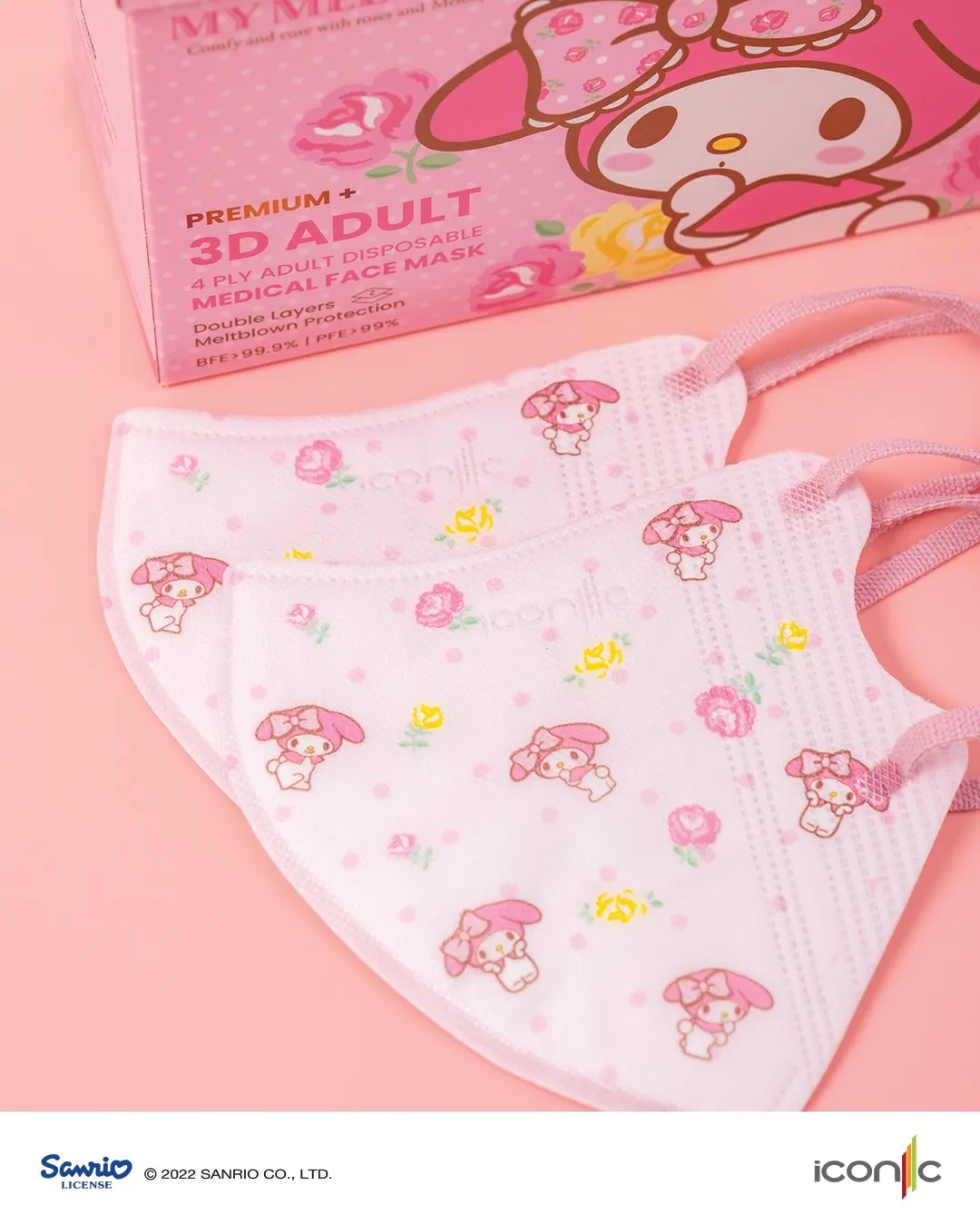 [Adult - Premium+] 3D Duckbill 4-Ply Sanrio My Melody Medical Disposable Face Mask (20pcs)