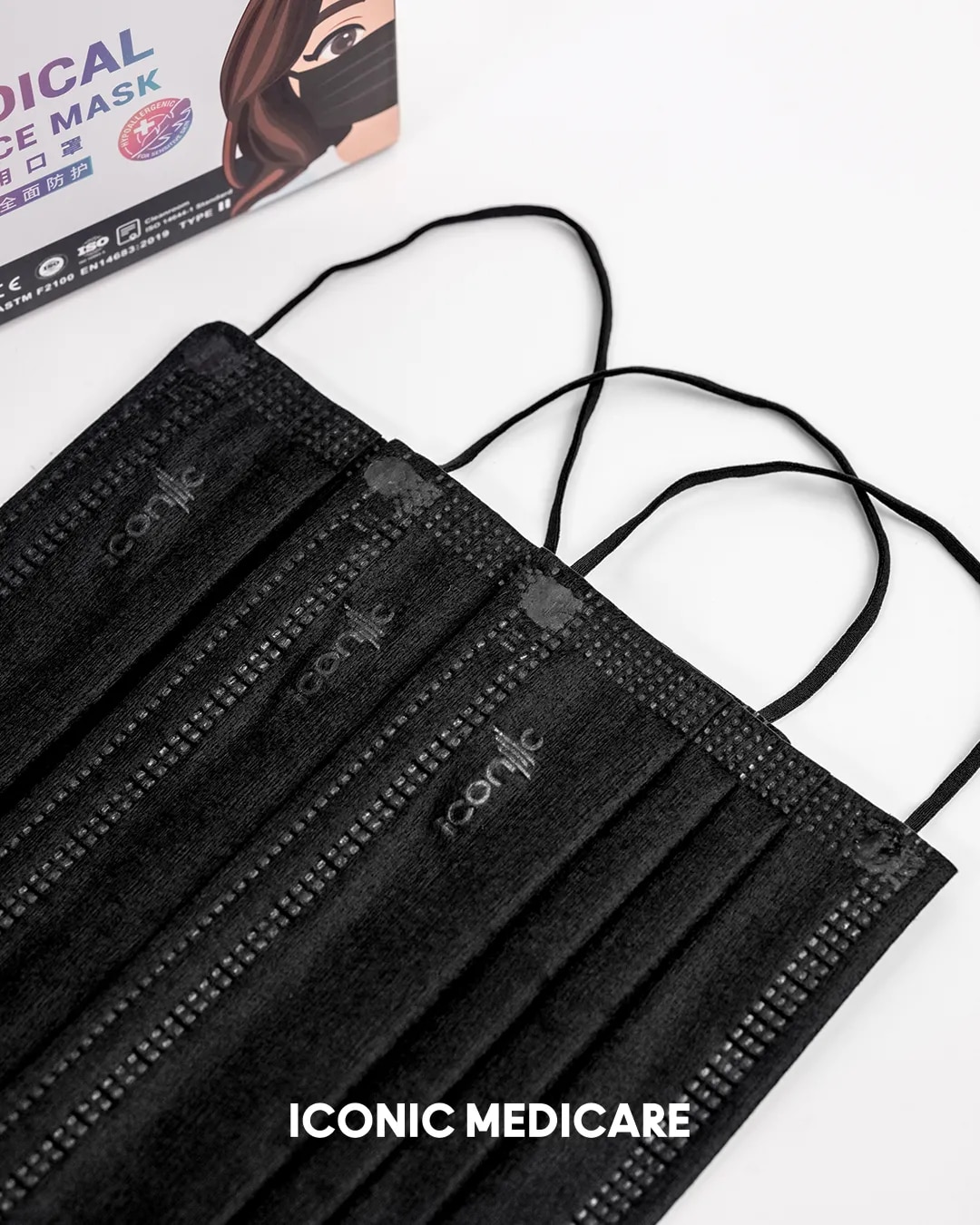 [Adult] 3-Ply Black Medical Face Mask (50pcs)