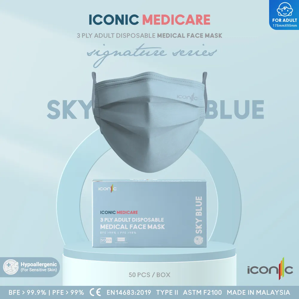 [Adult] 3-Ply Sky Blue Medical Face Mask (50pcs)