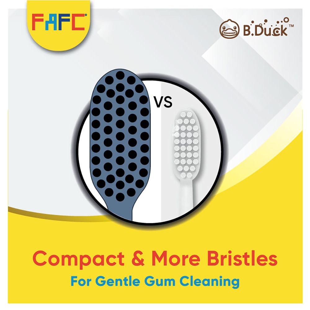 FAFC B.Duck Licensed Youth Toothbrush 4s - Compact Charcoal Ultra Soft Bristles, Gentle Gum Care for Teens & Young Adult