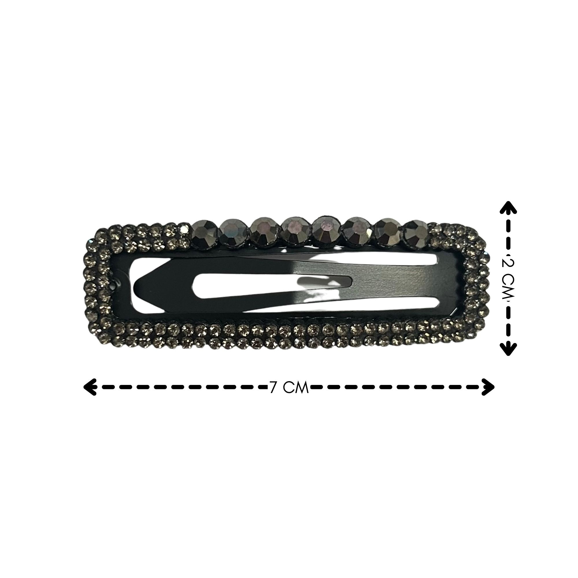 #0325 BLACK CRYSTAL BORDER SNAP HAIR CLIP 7CM image