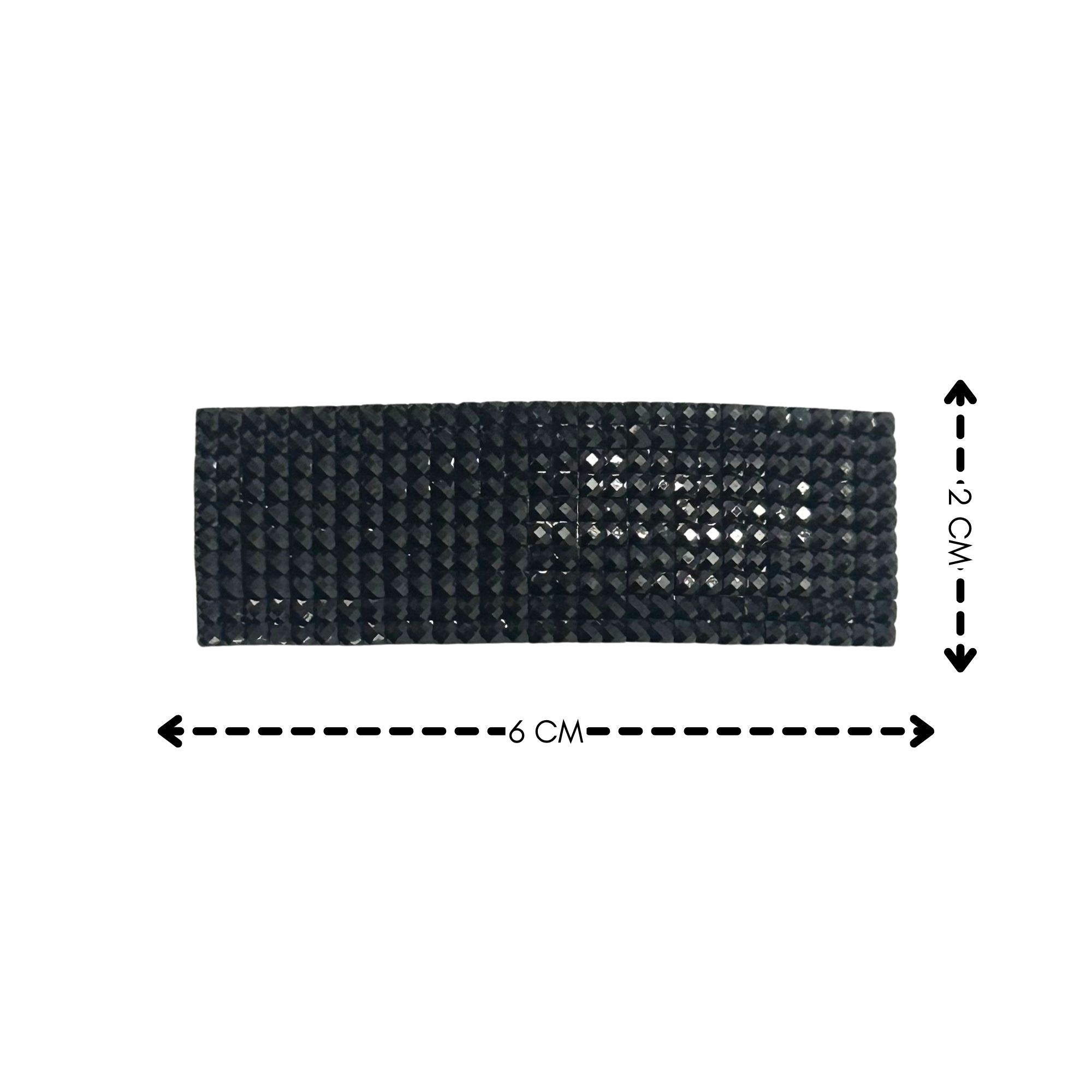 #0325 BLACK CRYSTAL RECTANGLE HAIR CLIP 6CM image