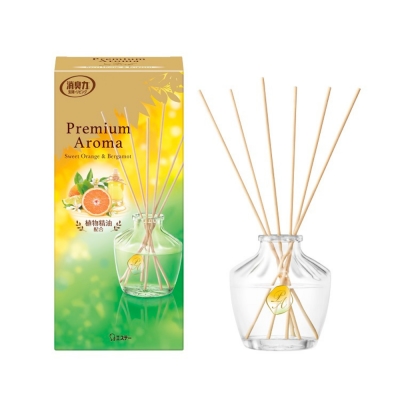 PREMIUM AROMA - Shoshuriki Premium Aroma Stick Reed Diffusers for Room/Toilet Sweet Orange & Bergamot 65ml