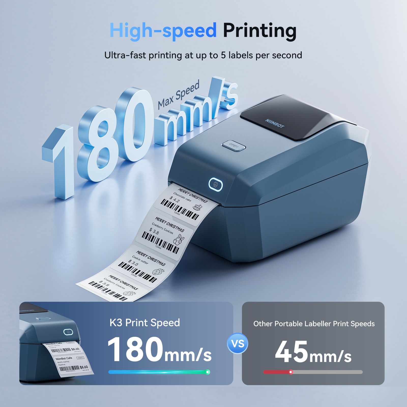 NIIMBOT K3W High-Speed Desktop 3-Inch Bluetooth Thermal Label Printer