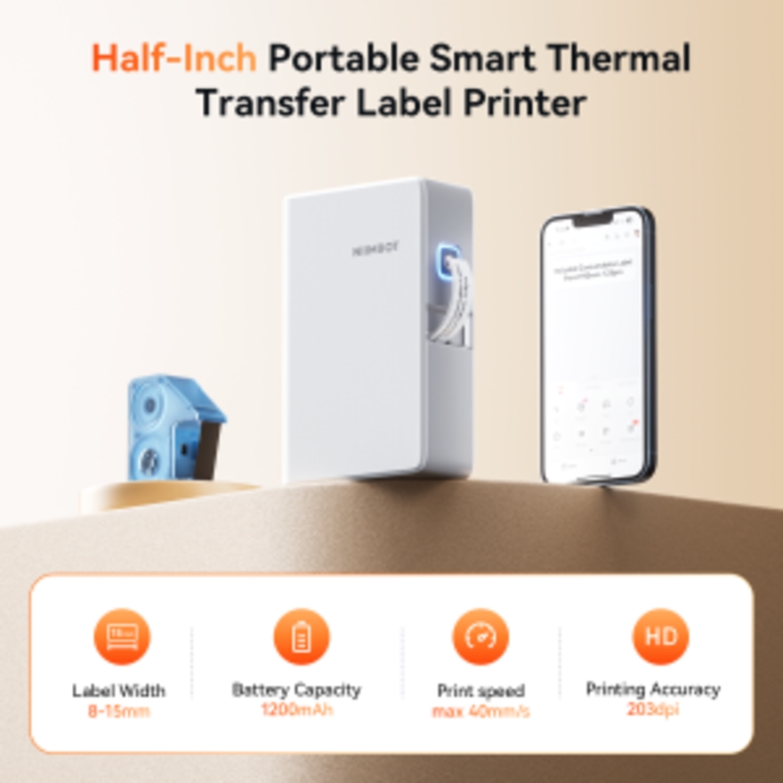 NIIMBOT N1 White Portable Bluetooth Support Color Ribbon Printing Mini Sticker Labeler Rechargeable Label Maker
