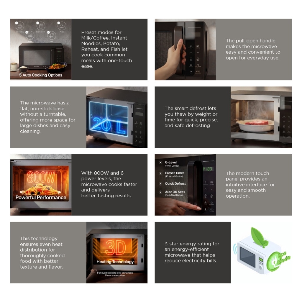 CUCKOO 20L FlatX Microwave Oven-CMW-QF2010EB