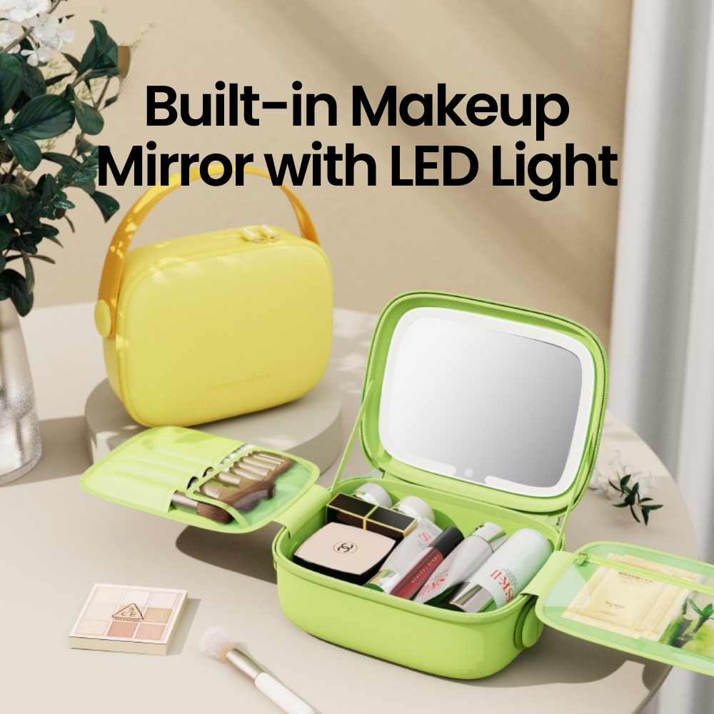 FUNGOOFUN Makeup Bag with Mirror - Yellow