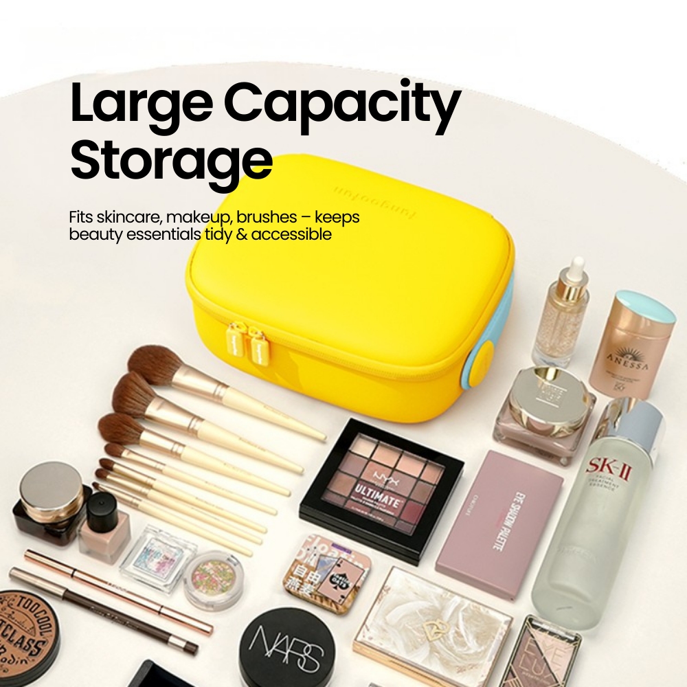 FUNGOOFUN Makeup Bag with Mirror - Yellow