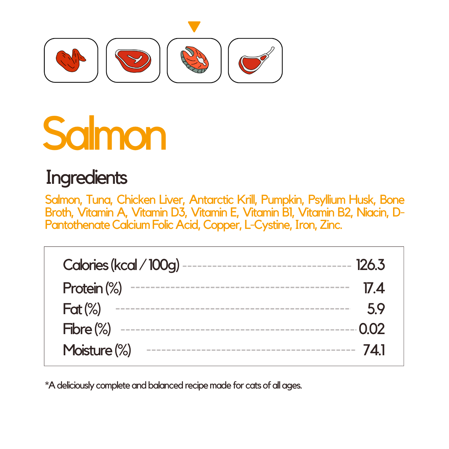 Salt-Free Wet Food Salmon All Life Stages 85g