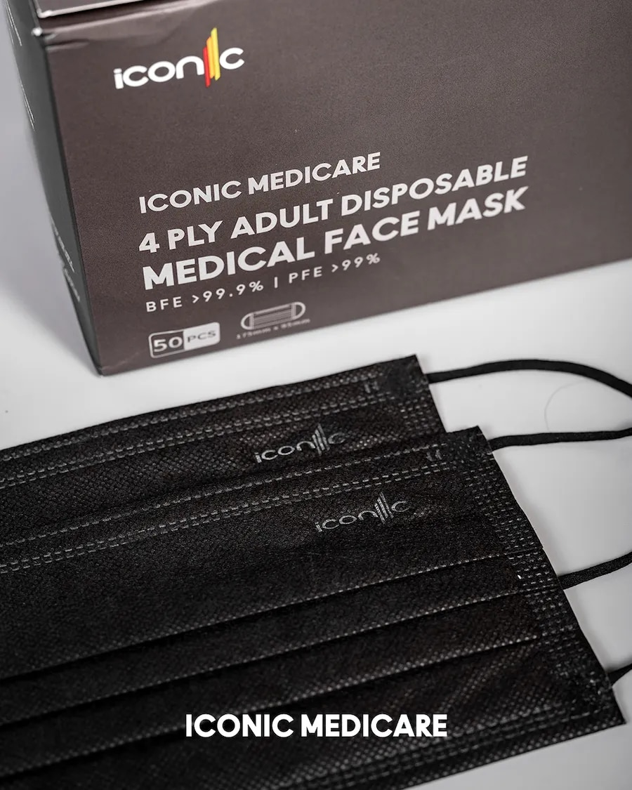 [Hijab] 4-Ply Signature Black Medical Face Mask (50pcs)