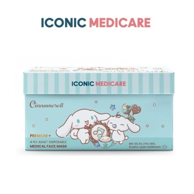ICONIC [Adult - Premium+] 4-Ply Sanrio Cinnamoroll I Love Choco Medical Face Mask (30pcs)