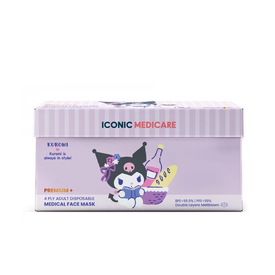 [Adult - Premium+] 4-Ply Sanrio Kuromi Chirashi Medical Disposable Face Mask (30pcs)
