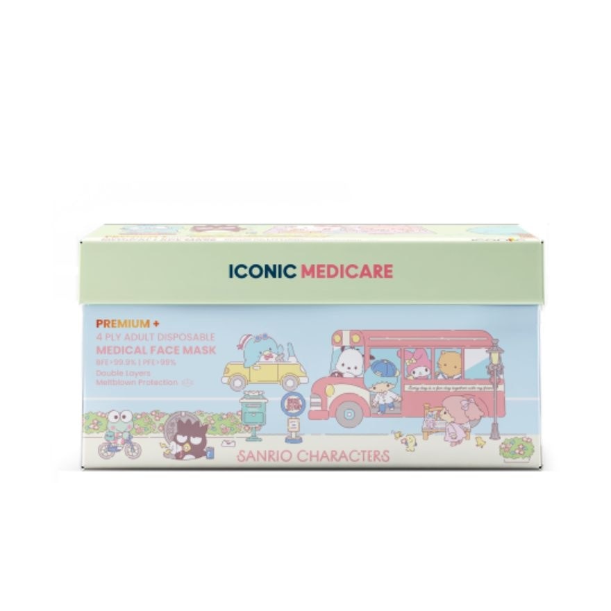 [Adult - Premium+] 4-Ply Sanrio Happy Town Medical Face Mask (30pcs)