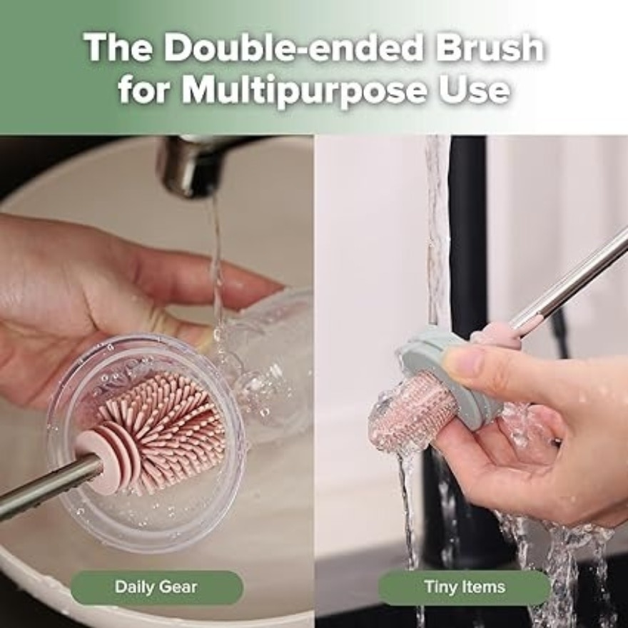 Haakaa Double-Ended Silicone Cleaning Brush - Blush