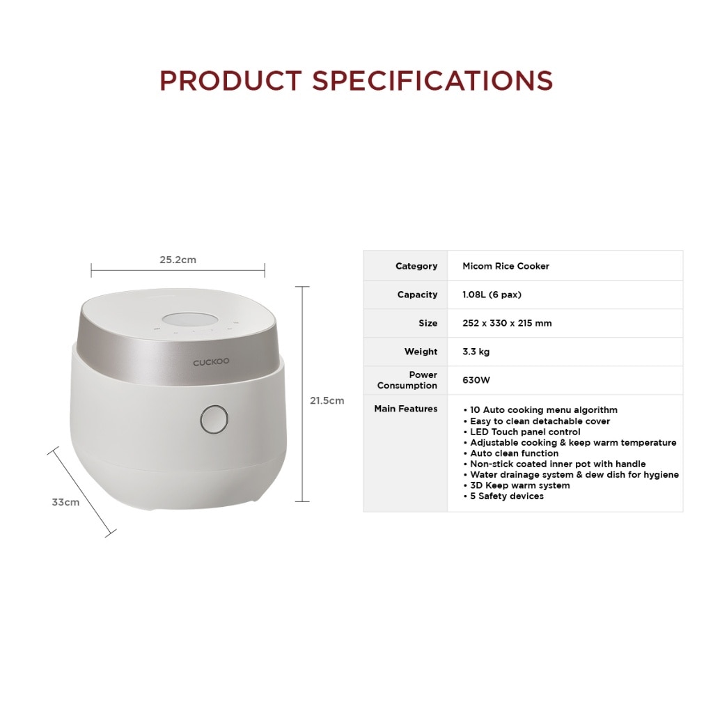 CUCKOO 10-Function Multi-Cooker (6 Cup/1.08L)-CR-0685FW
