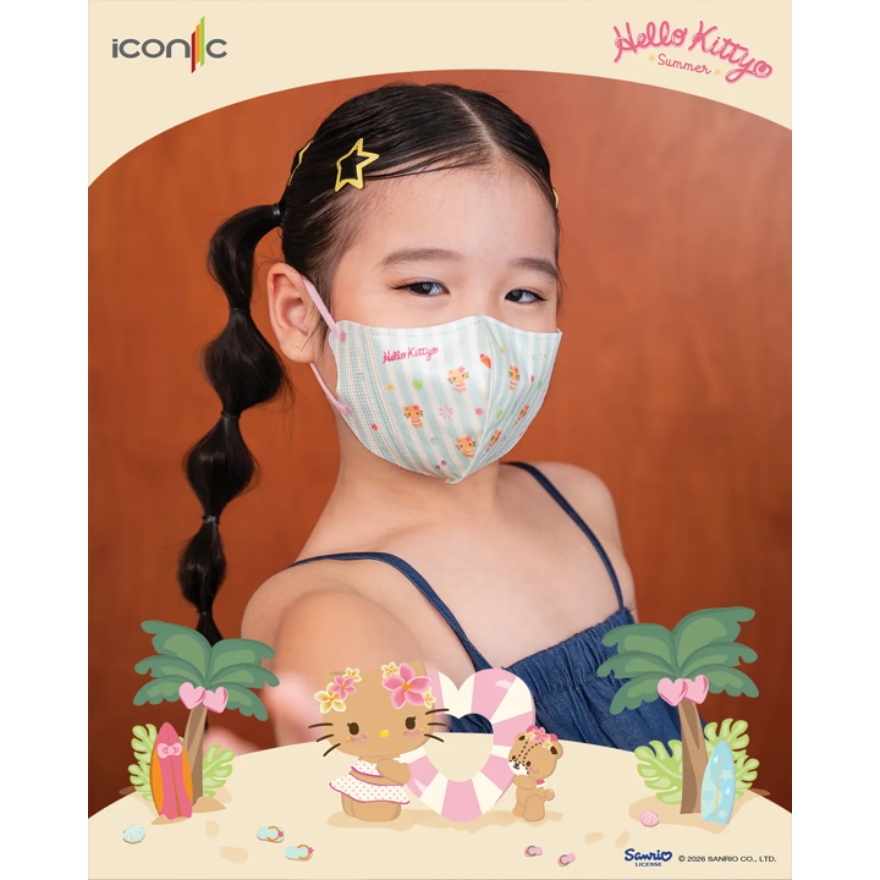 [Kid - Premium+] 4-Ply 3D Hello Kitty Hawaii Summer 2026 Medical Face Mask (20pcs)