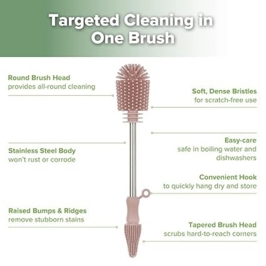 Haakaa Double-Ended Silicone Cleaning Brush - Blush
