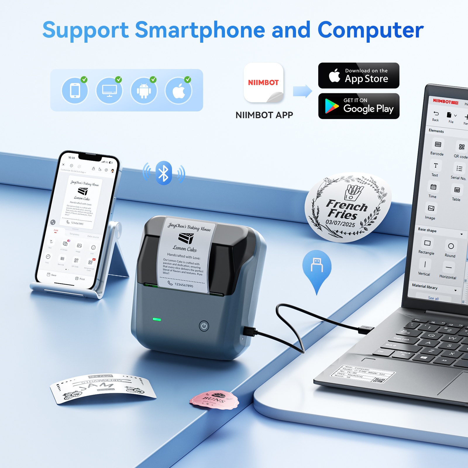 NIIMBOT B31 Portable 3-Inch Bluetooth Thermal Label Printer