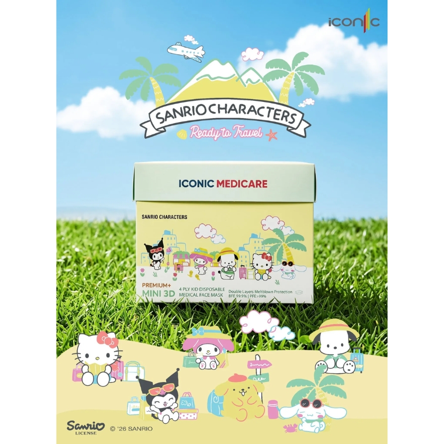 [Baby - Premium+] 3D Mini Sanrio Characters Ready To Travel 4-Ply 3D Medical Face Mask (20pcs)