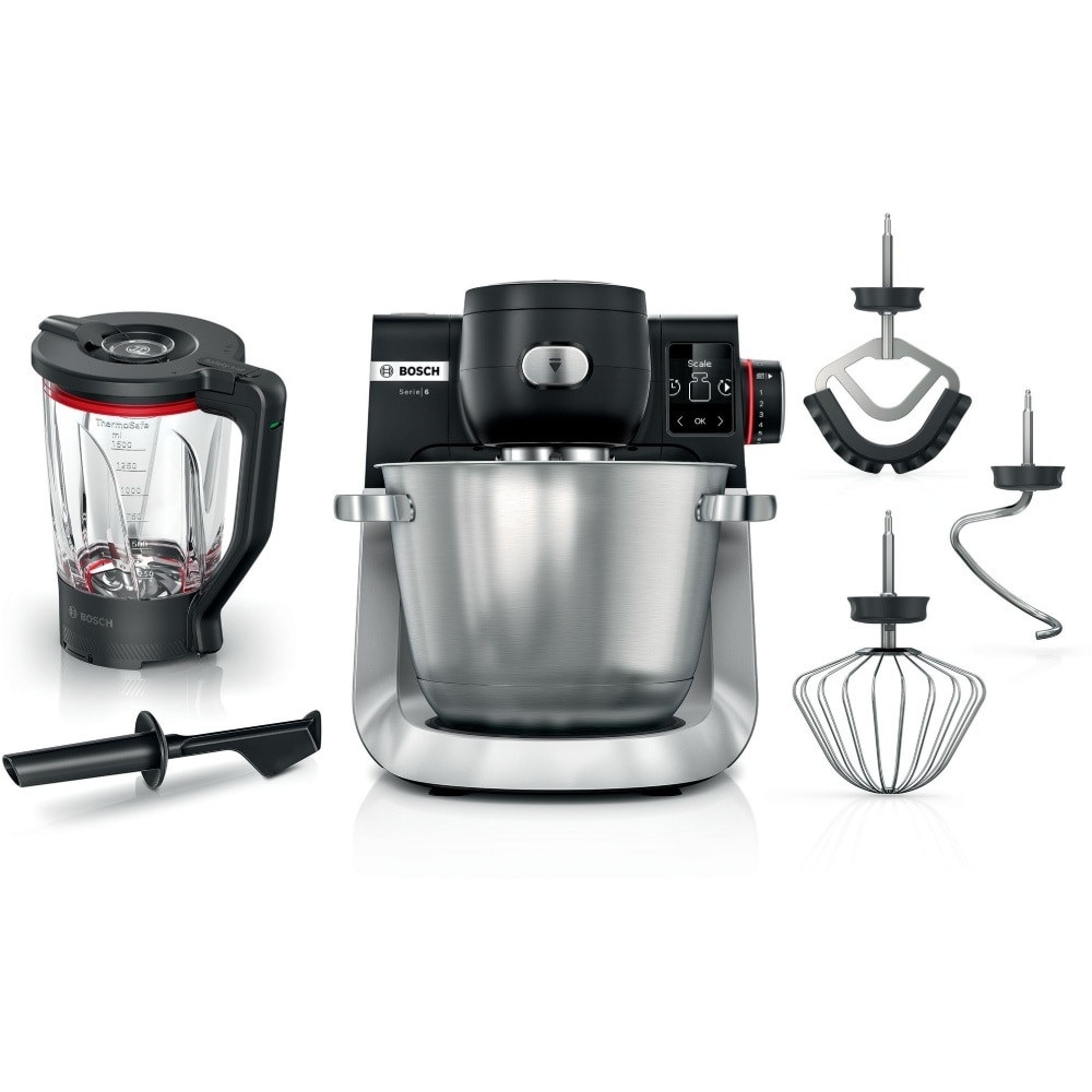 Bosch Series 6, 5.5L 1600W Kitchen Machine with Scale, Black/Brushed S.Steel - MUMS6ZS17