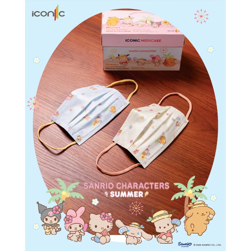 [Kid - Premium+] 4-Ply Sanrio Characters Hawaii Summer 2026 Medical Face Mask (30pcs) image