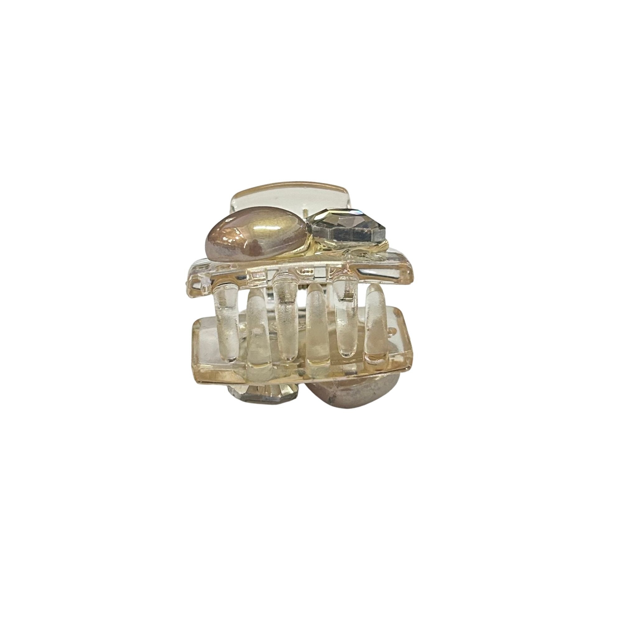 #EA0013 PEARL CRYSTAL MINI HAIR CLAW 2.5CM image