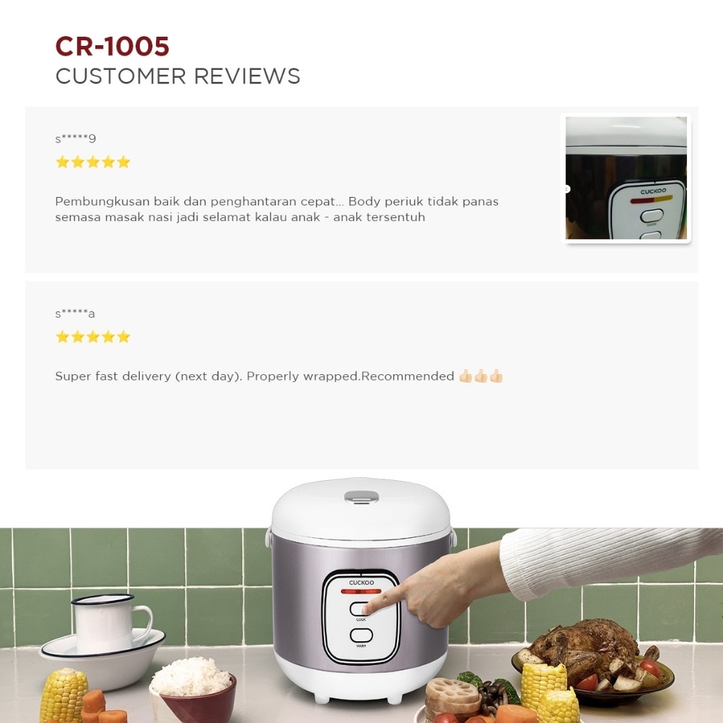 CUCKOO Jar-Type Rice Cooker (10 Cups/1.8L)-CR-1005