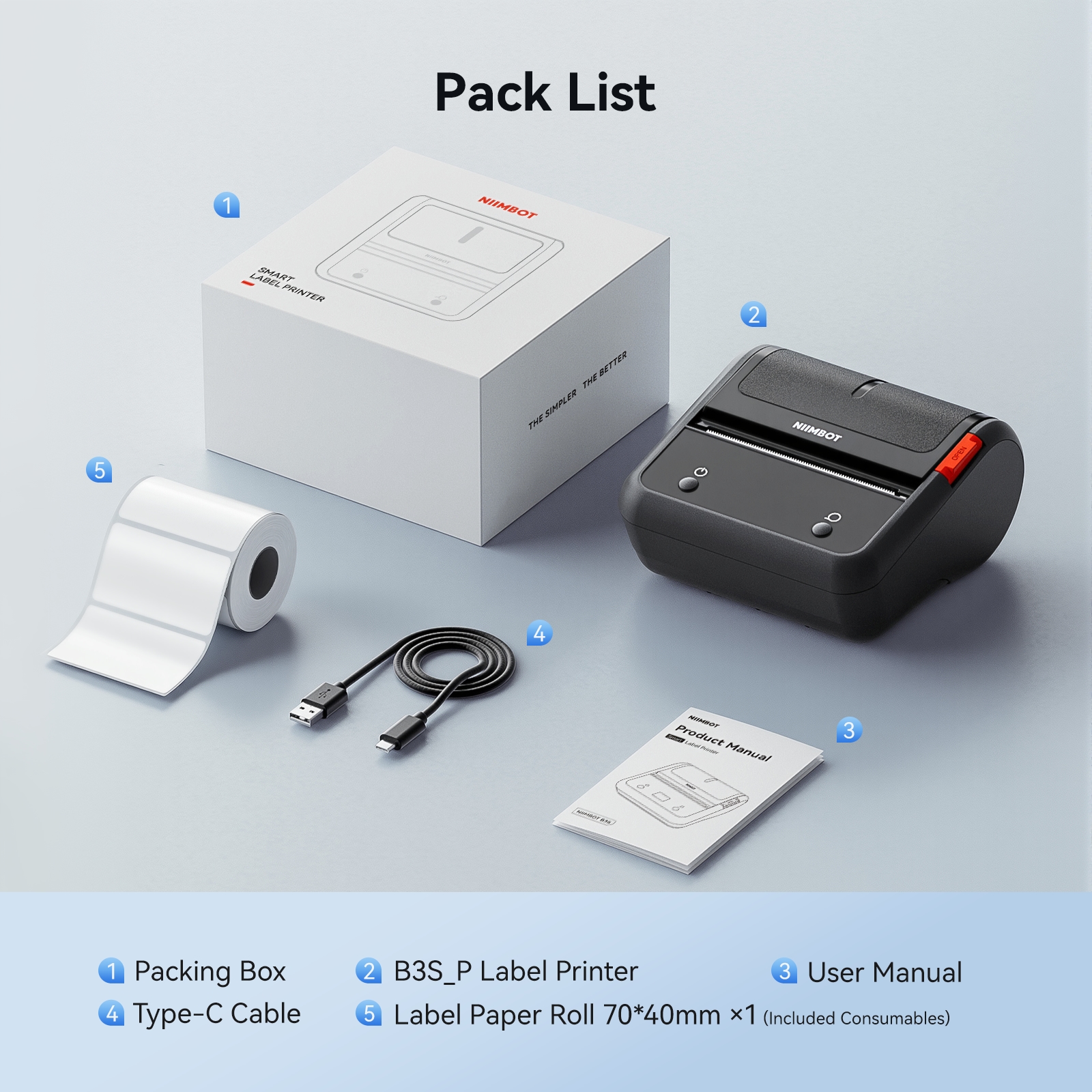 NIIMBOT B3S Portable 3-Inch Bluetooth Thermal Label Printer