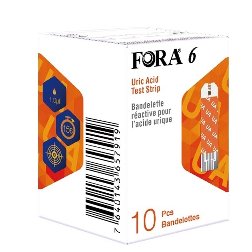 FORA 6 Gold Strip For Uric Acid, 10 pcs/foil/box